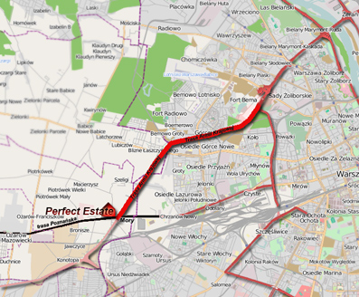 mapa z zaznaczon lokalizacj Perfect Estate - przy wle Mory